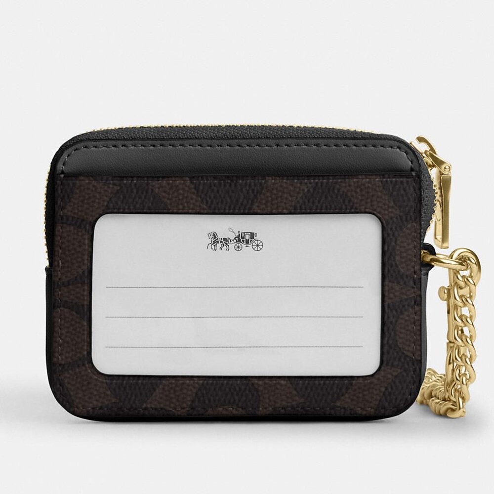 NWT COACH Zip Card Case In Signature Canvas - Picture 2 of 2